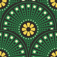 Art Deco floral mandala scallops - green carta da parati