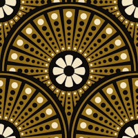 Art Deco floral mandala scallops - brown carta da parati