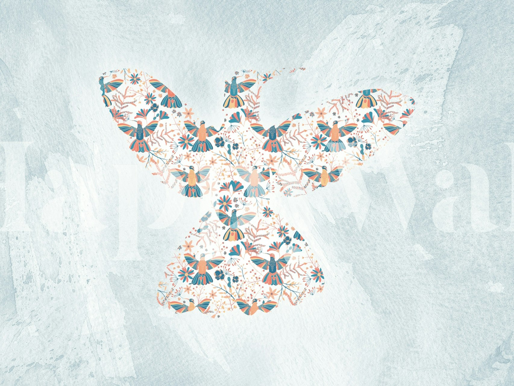 Hummingbirds in the garden design de papel de parede