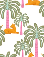 Orange jungle cats with palms papel de parede
