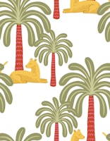 Yellow jungle cats with palms papel de parede