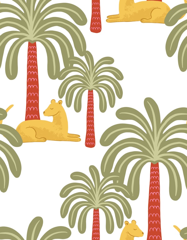 Yellow jungle cats with palms