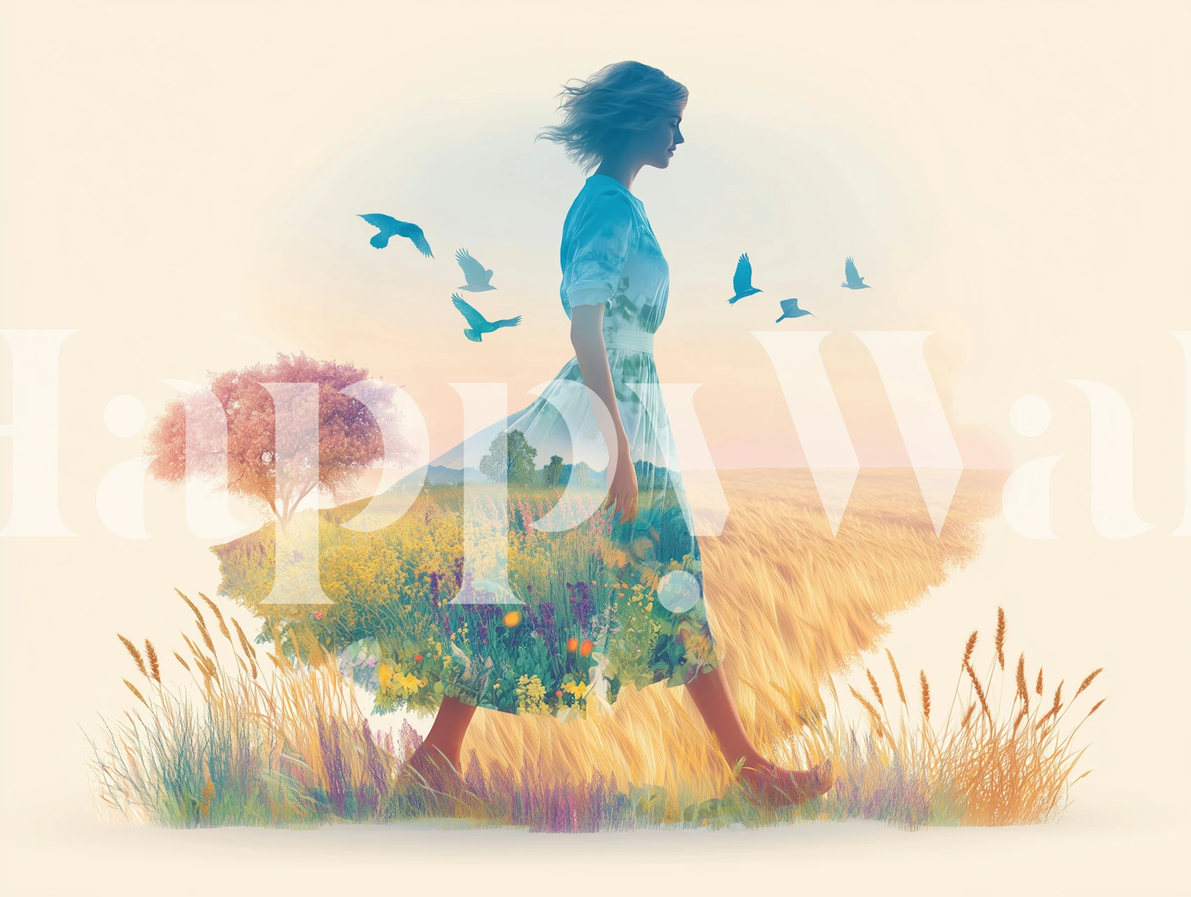 Her Dreams 5 papel de parede em um quarto