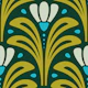 Mid-Century Blossoms in Green Blue - S