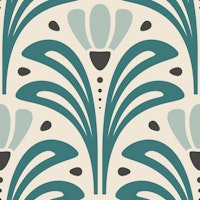 Mid-Century Blossoms in Teal - L papel pintado