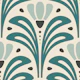 Mid-Century Blossoms in Teal - L