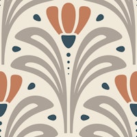 Mid-Century Blossoms in Beige Red - L papel pintado