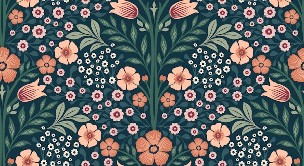 Art Nouveau Botanical Midnight Bloom