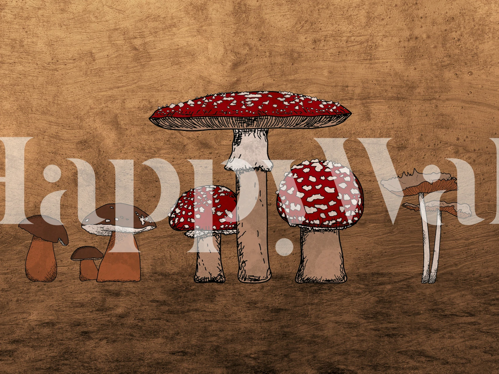 Ancient Mushrooms carta da parati in una stanza