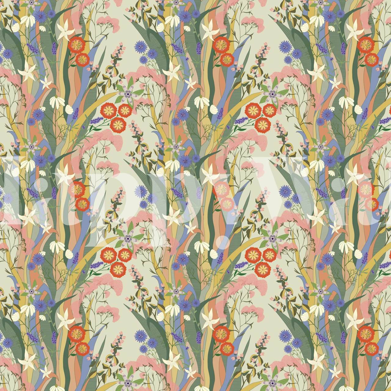 Floral wallpaper in a bright room