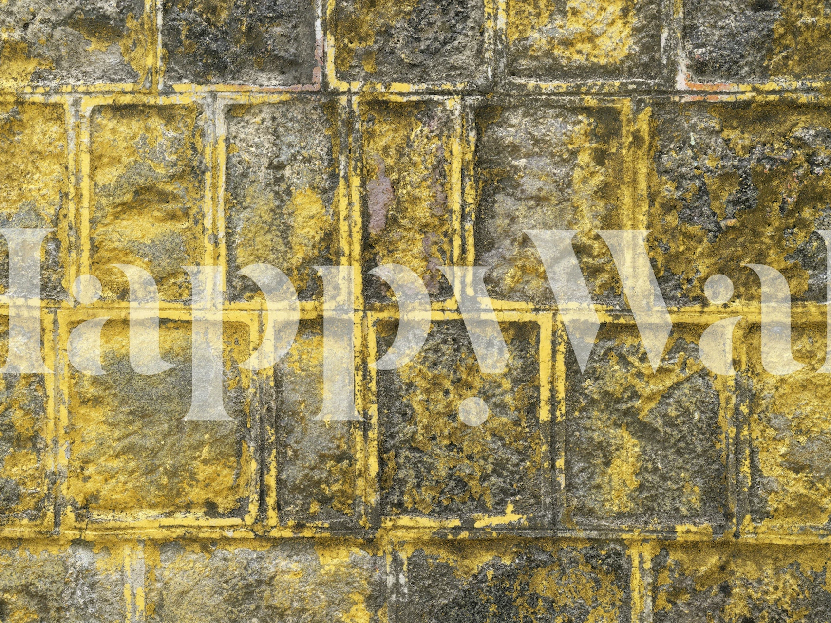 Vintage gold brick pattern wallpaper with rough texture