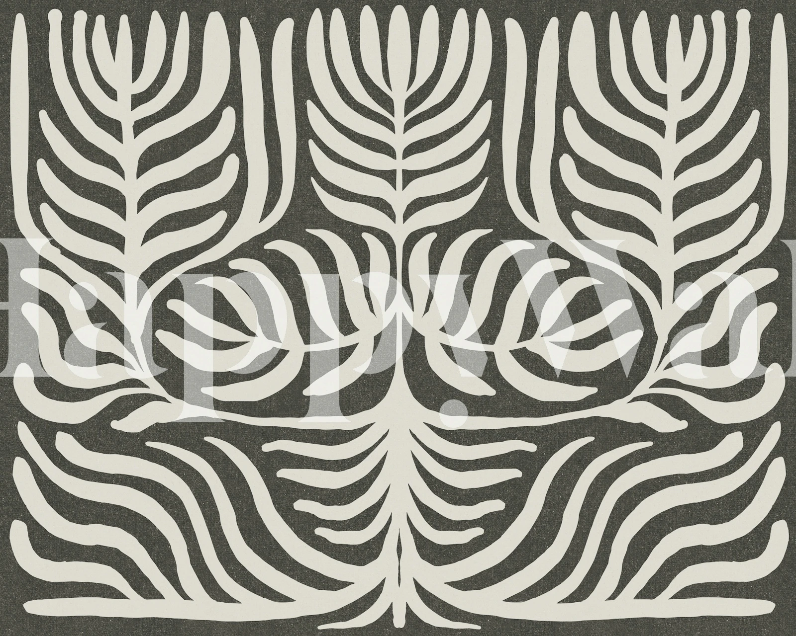 Monochrome botanical wallpaper design in a room