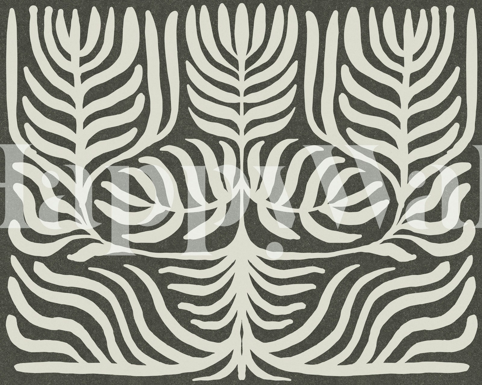 Monochrome botanical wallpaper design in a room