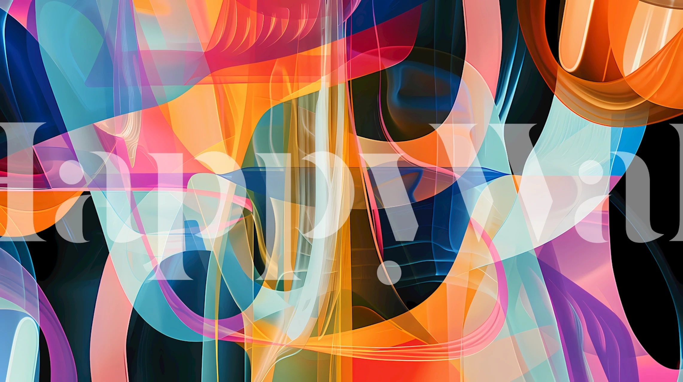 Vibrant abstract flow wallpaper in a room