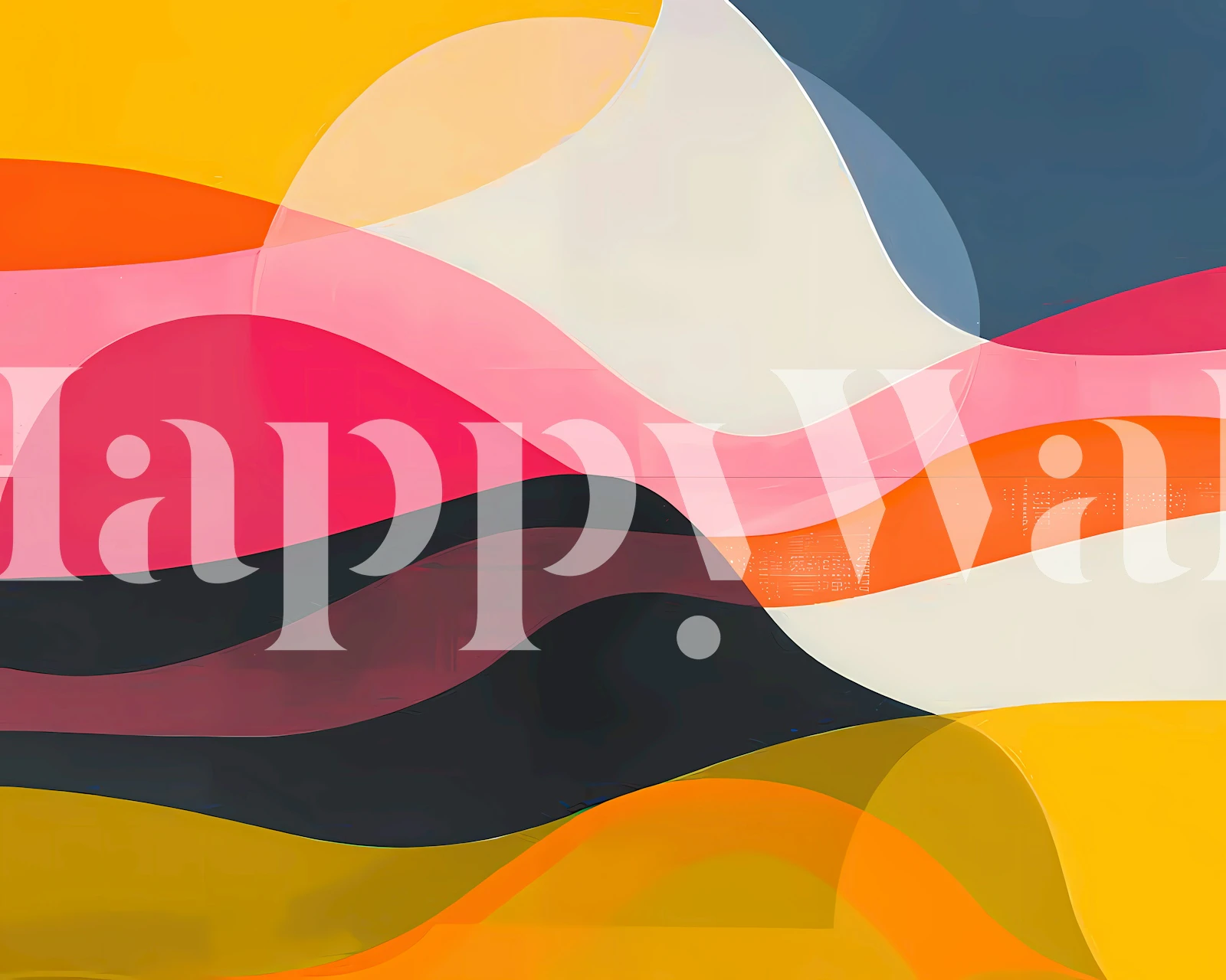 Colorful abstract waves in shades of pink, orange, yellow, and blue wallpaper