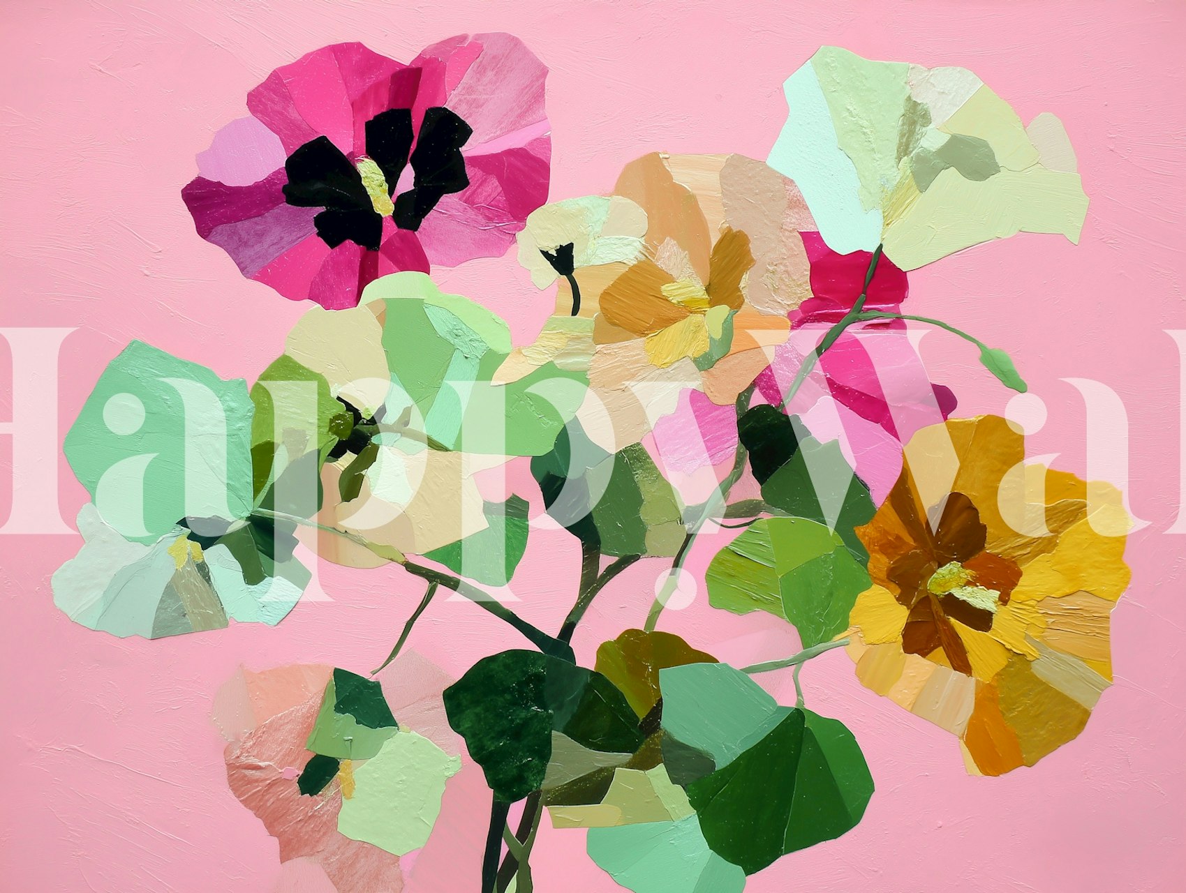 Colorful Petal Collage tapet i et rom