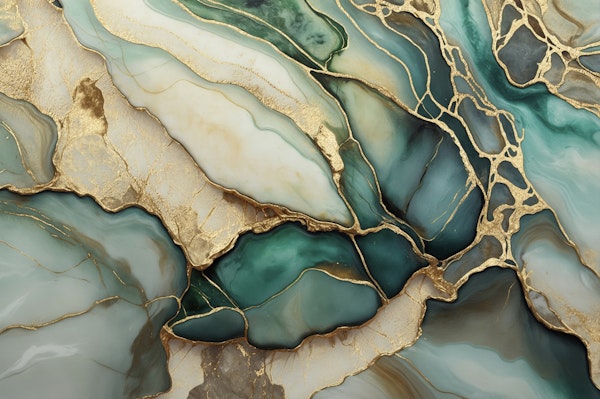 Teal Gold Emerald Jade Marble Elegance