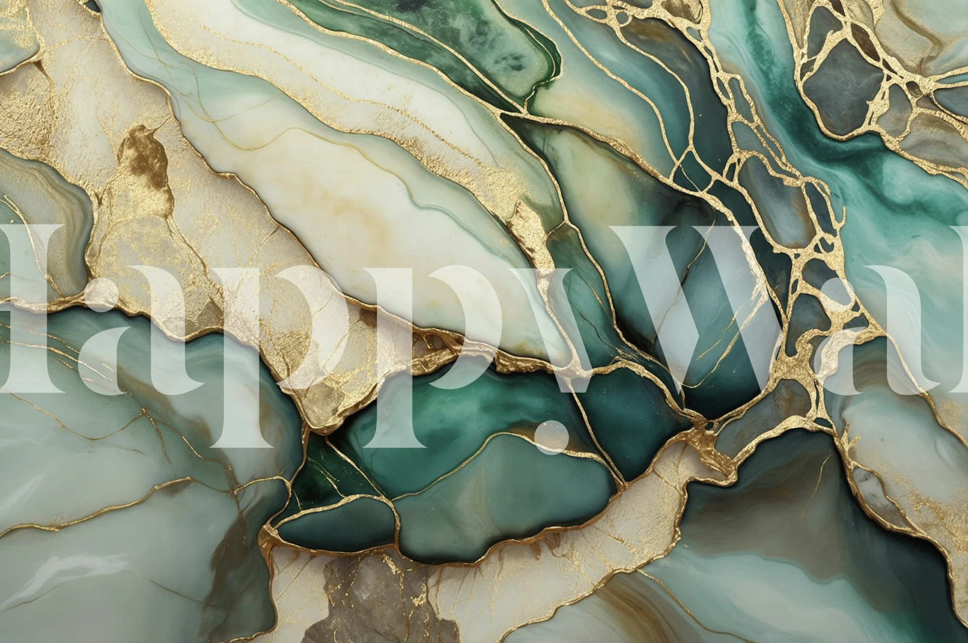 Teal and gold swirling marble patterns wallpaper