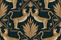 Art Deco Leopard Gold Emerald tapete