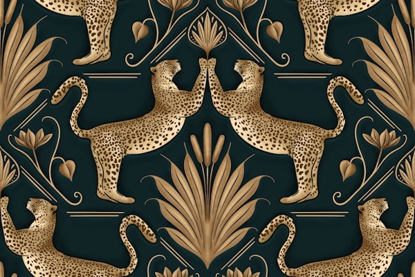 Art Deco Leopard Gold Emerald