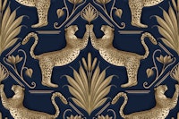 Art Deco Leopard Gold Blue tapete