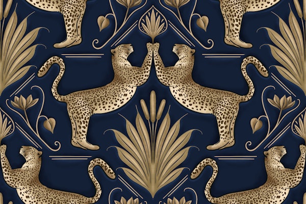 Art Deco Leopard Gold Blue