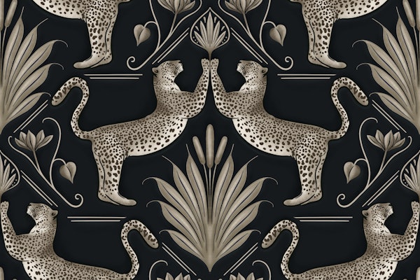 Art Deco Leopard Platin Silver Black