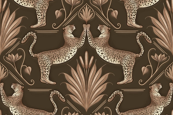Art Deco Leopard Gold Brown