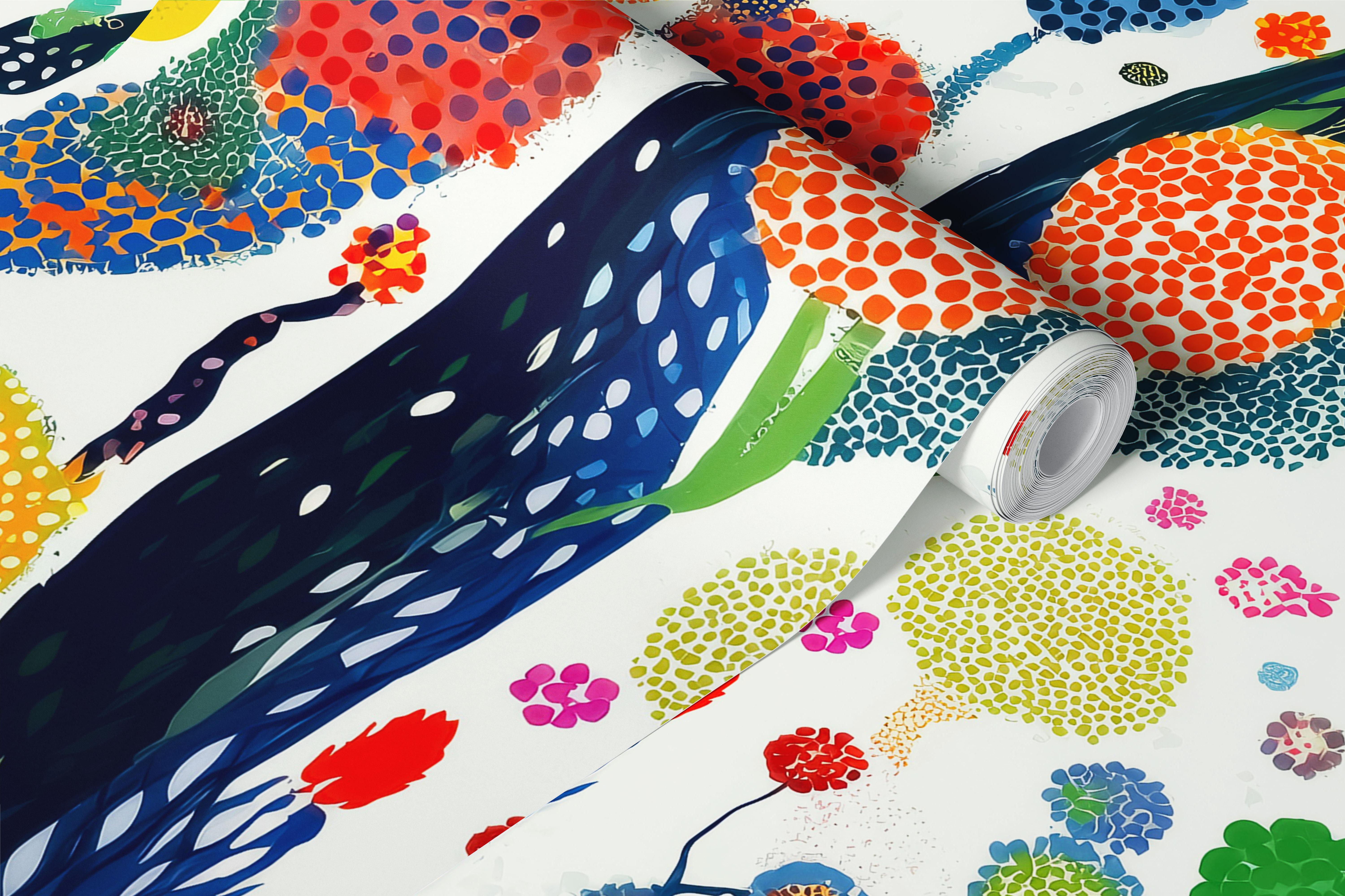 Papel pintado Vibrant Floral Forest en una habitación