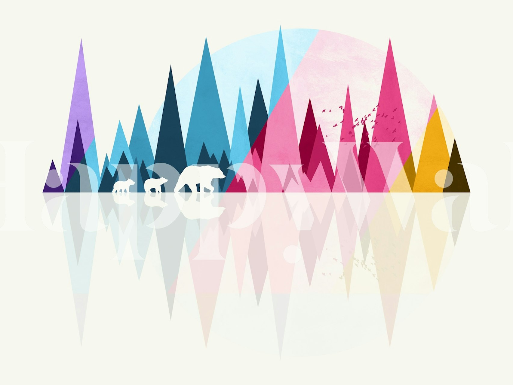 Ταπετσαρία Bear family εμφανιζόμενη σε ένα δωμάτιο