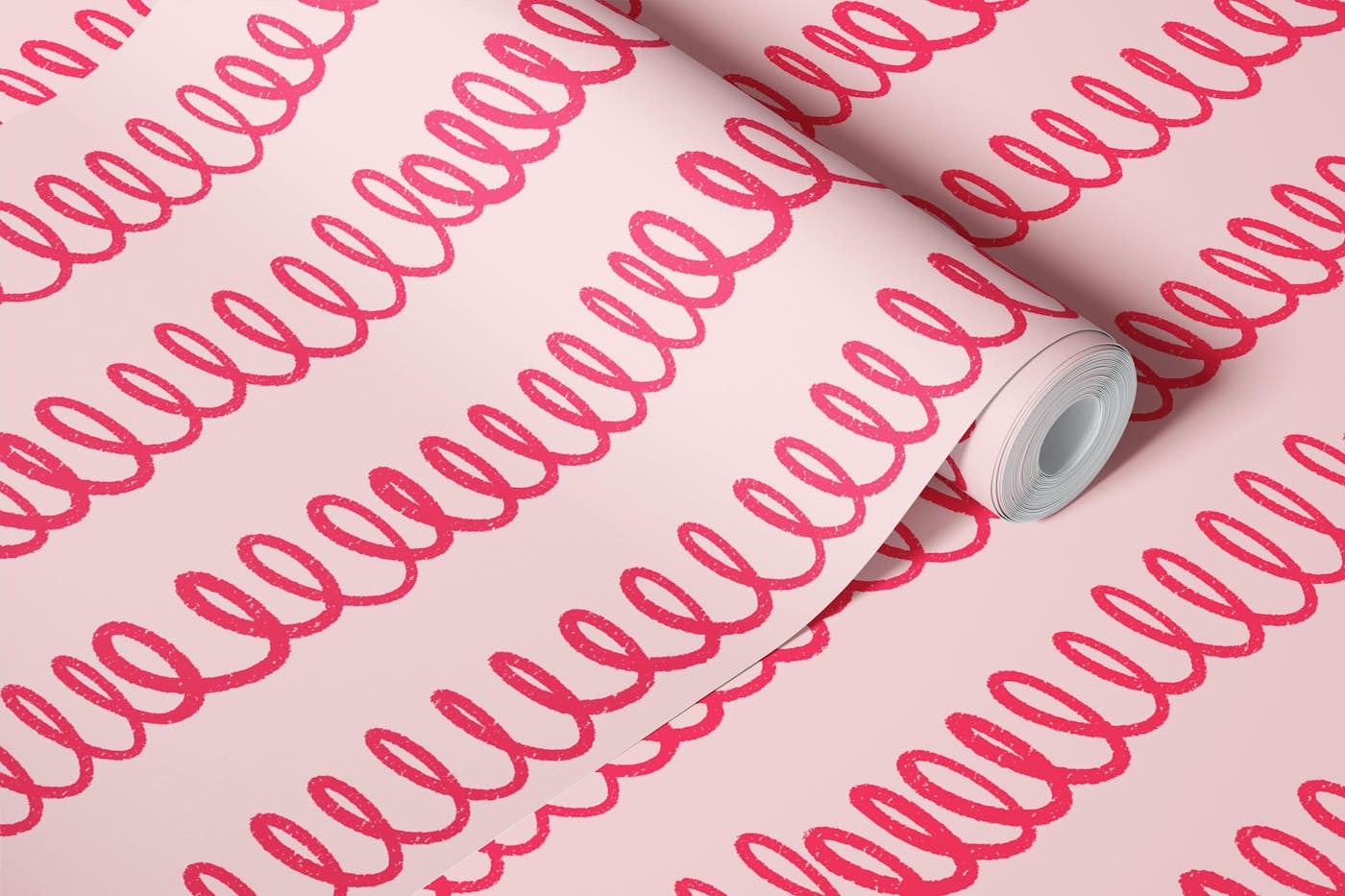 Cute Pink Loops Funky Spiral Stripes wallpaper roll
