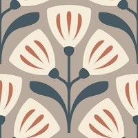 Vintage Bellflower Charm in Brown - L tapete