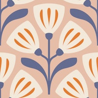 Vintage Bellflower Charm in Peach - L tapete