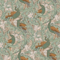 Peacock Garden in green beige mustard papiers peint