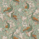 Peacock Garden in green beige mustard