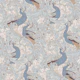 Peacock Garden in blue grey mustard
