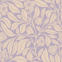 Tea Plant Flowers & Leaves In Cream & Violet ταπετσαρία