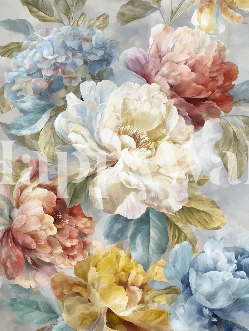 Watercolor floral pattern in pastel colors wallpaper