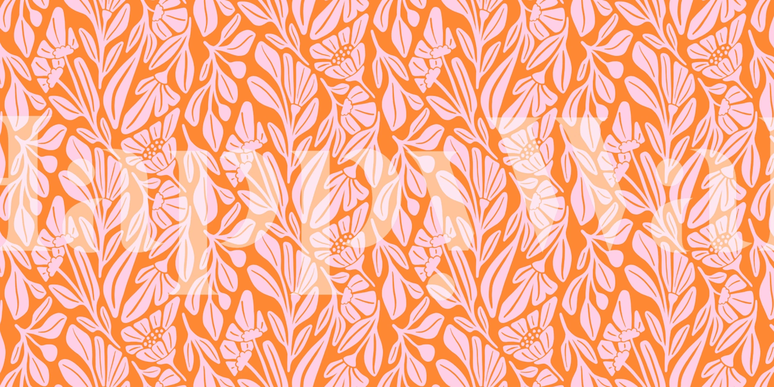 Minimalist Flower Pink Orange tapettina huoneessa