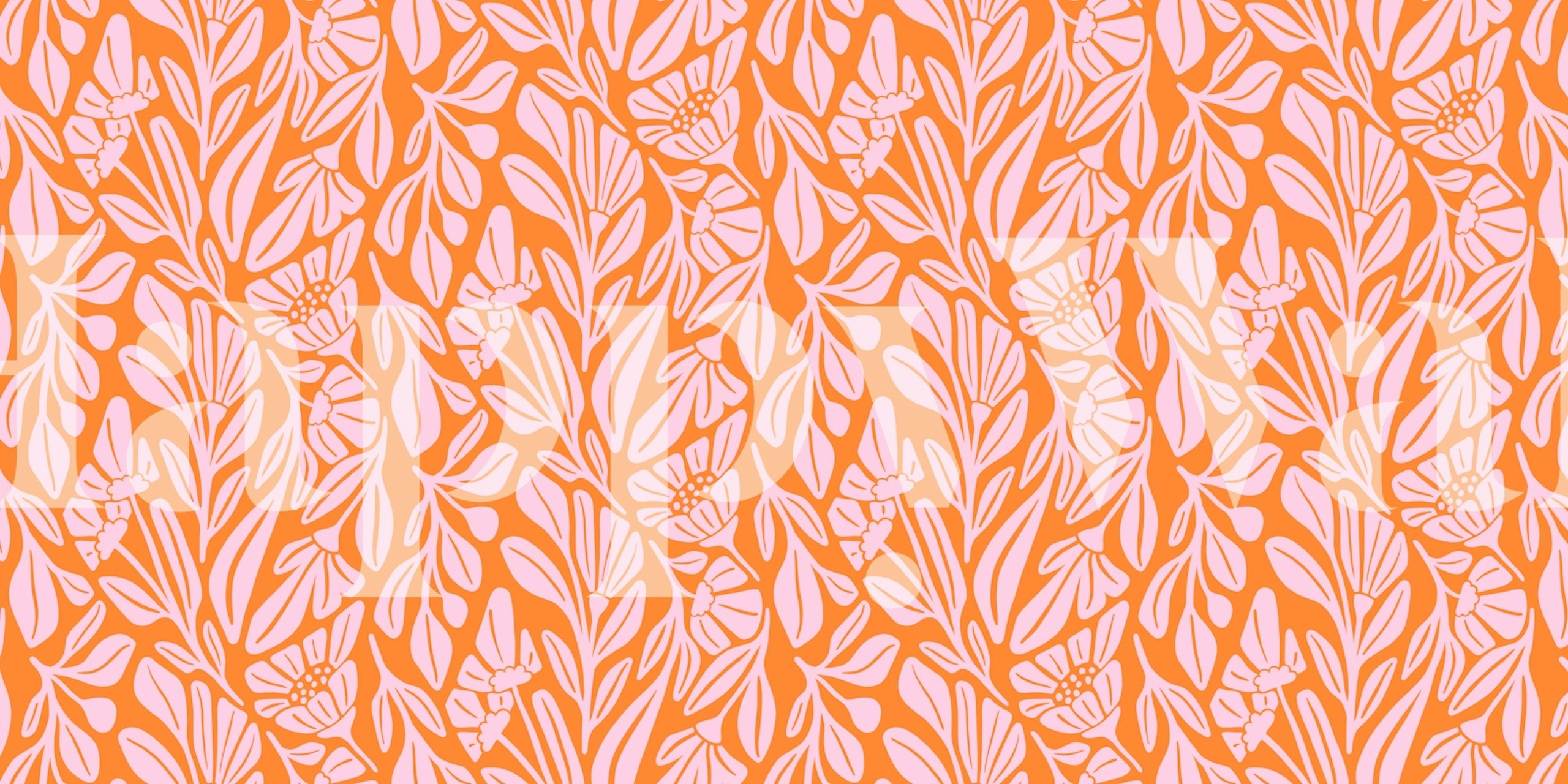 Minimalist Flower Pink Orange ταπετσαρία σε ένα δωμάτιο