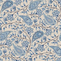 Paisley Fish Ink Blue tapete