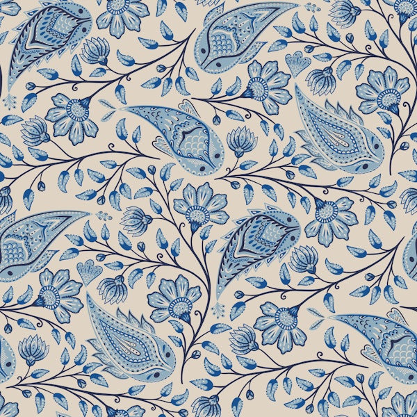 Paisley Fish Ink Blue