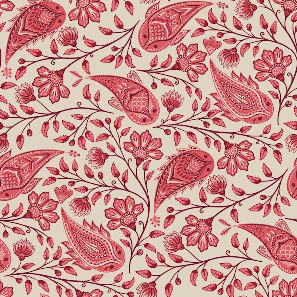 Paisley Fish Red