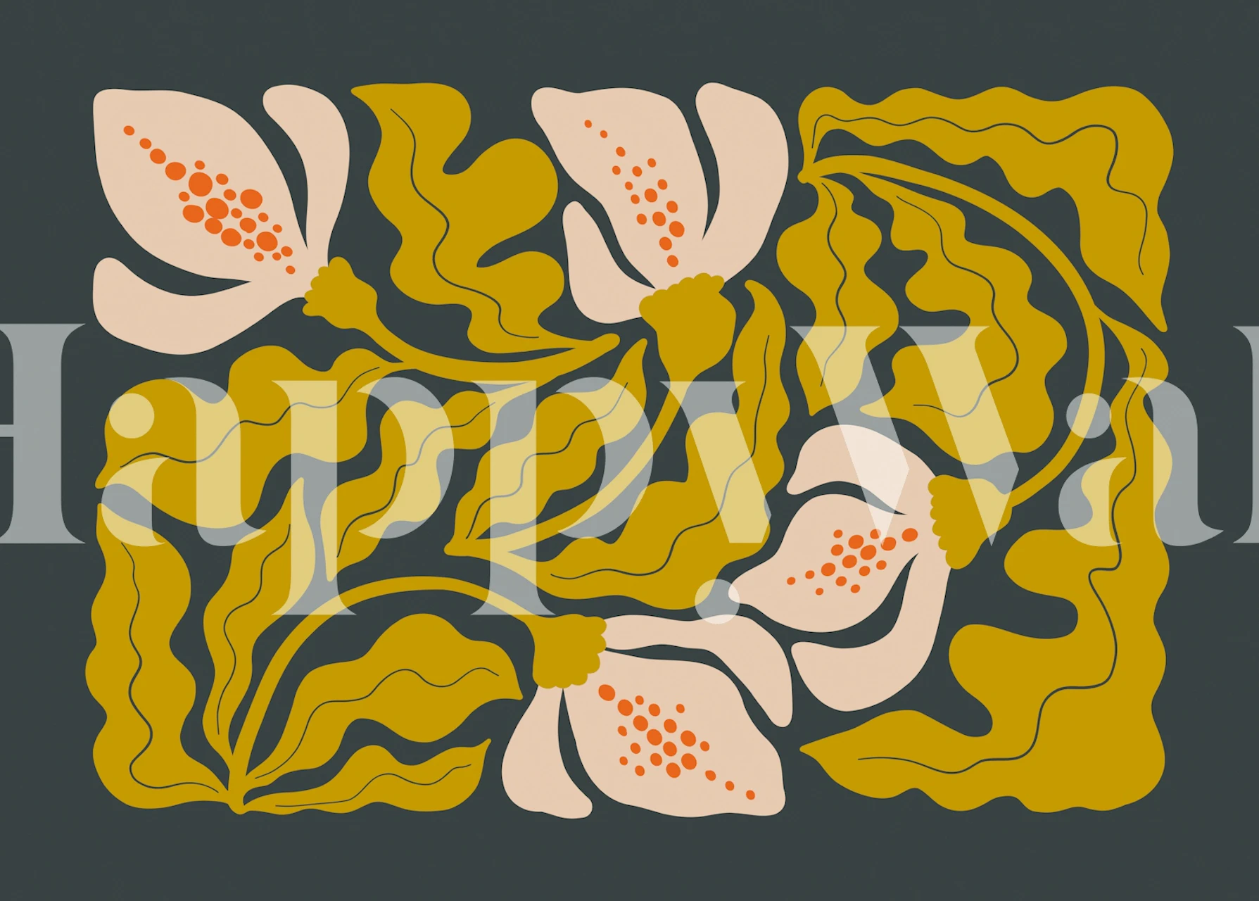 Chic Leafy Blooms tapetti huoneessa