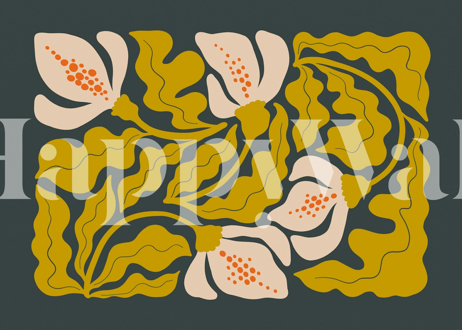 Χαρτί τοίχου Chic Leafy Blooms σε ένα δωμάτιο