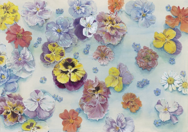 Scattered Painted Pansies