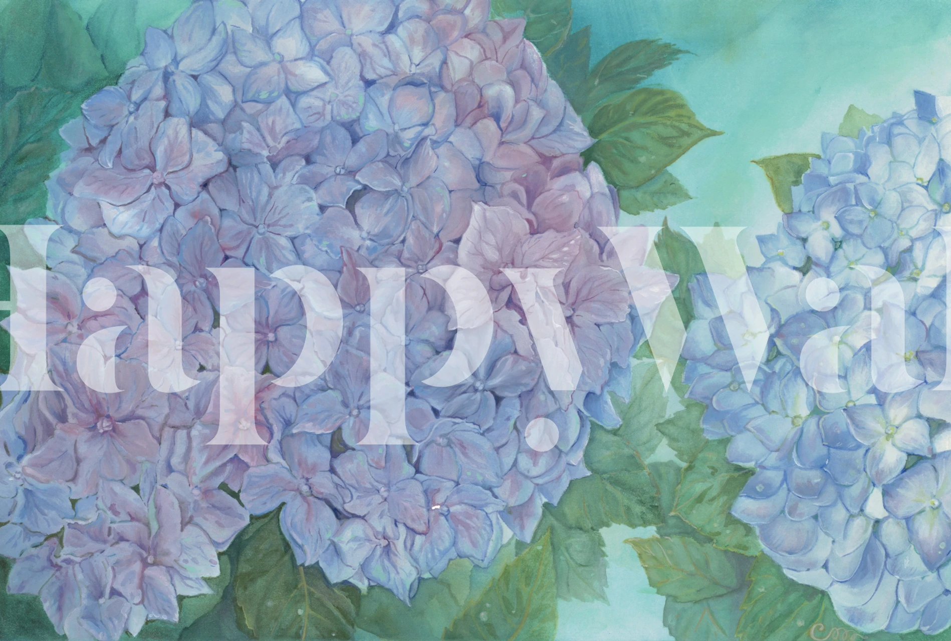 Papier peint Dreamy Hydrangea Bloom dans une pièce