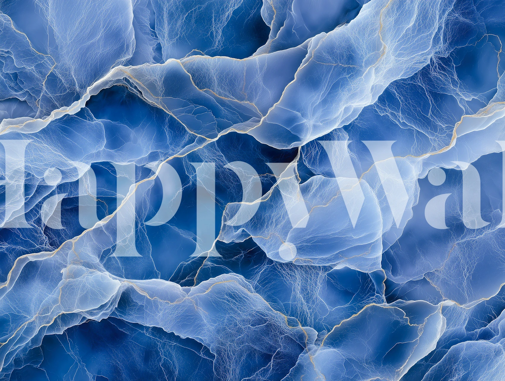 Abstract blue marble texture with soft white veins wallpaper