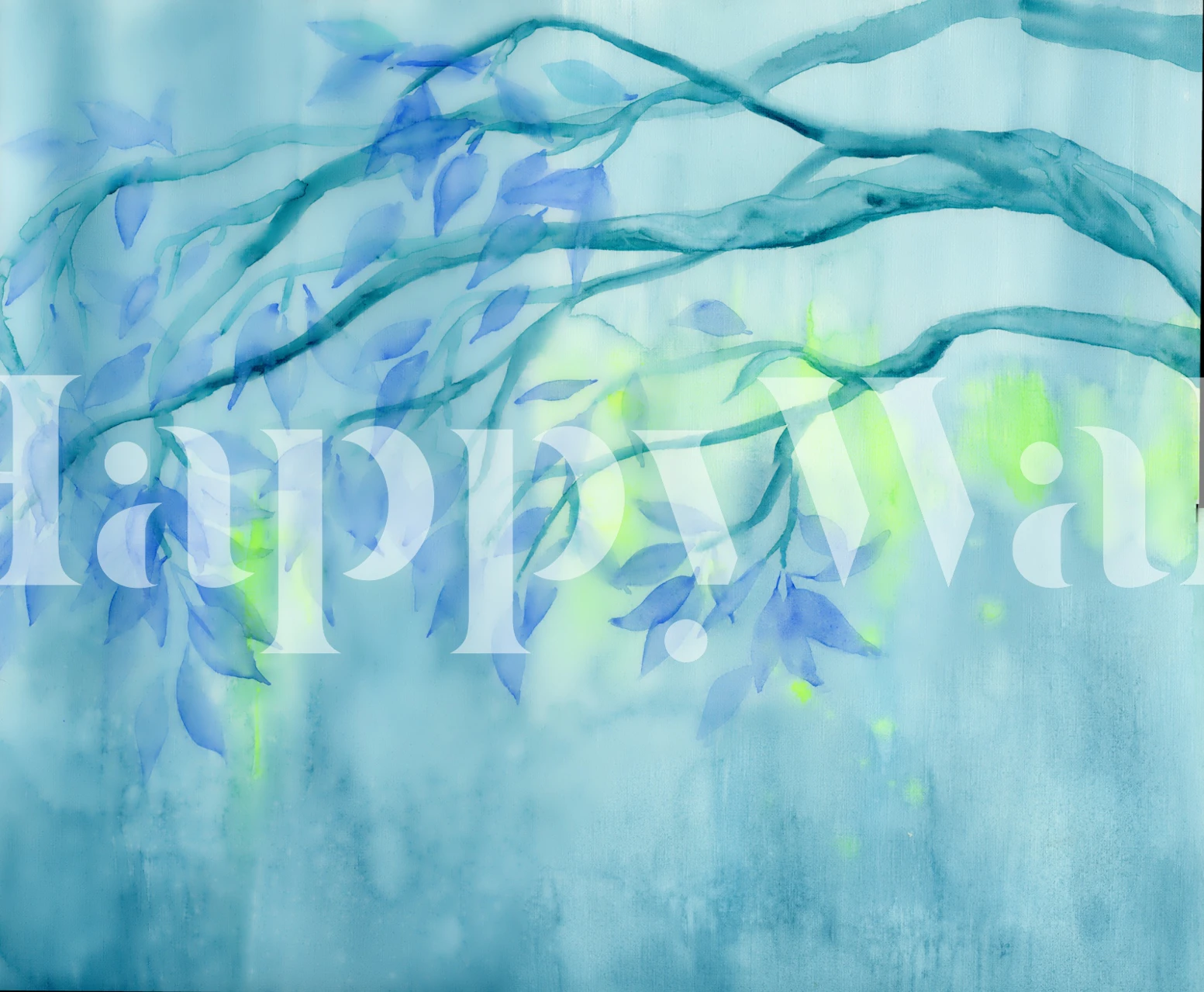 Tranquil blue canopy wallpaper in a room