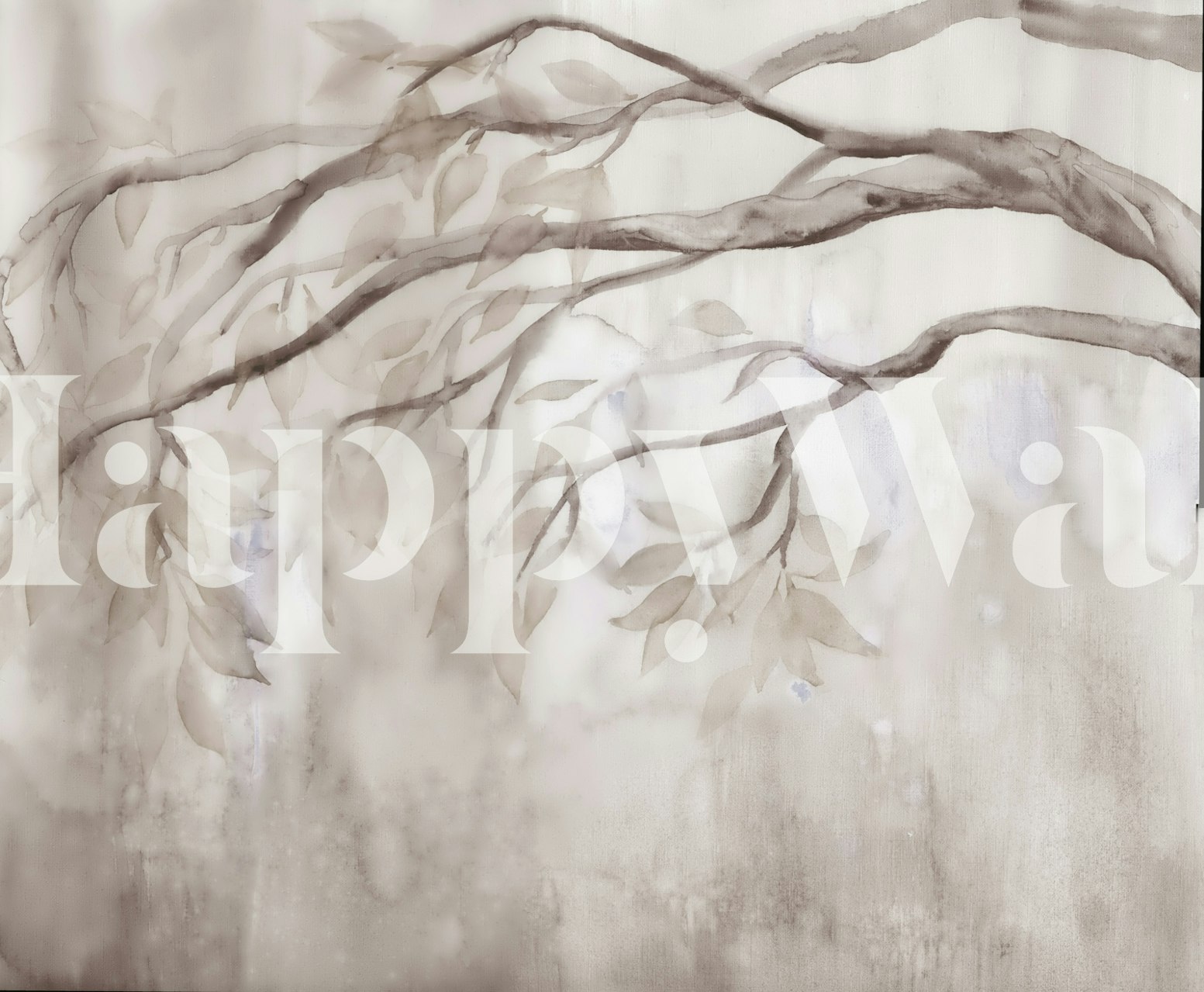 Branches d'arbre avec feuilles claires sur fond peint en dégradé